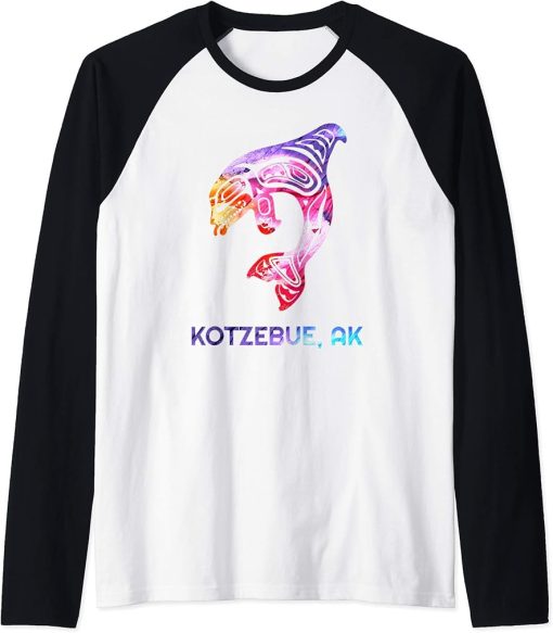 Kotzebue Alaska Native American Orca Killer Whale Raglan Baseball Tee